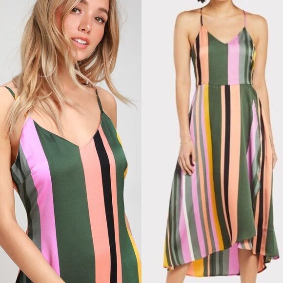 Anthropologie Dresses & Skirts - Lost + Wander Anthro Evereve Pandora Striped Rainbow Sleeveless Midi Dress
